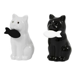 Salero y Pimentero Blanco y Negro Gatos Fisura 