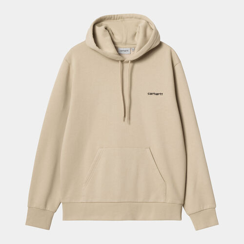 Sudadera Beige Carhartt Hooded Script Embroidery Sweat Wall Black L