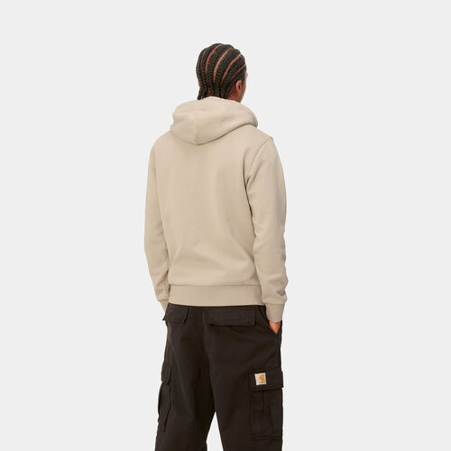 Sudadera Beige Carhartt Hooded Script Embroidery Sweat Wall Black L