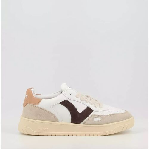 Zapatillas Blanca y Marrón Victoria Seul Efecto Piel y Serraje 36