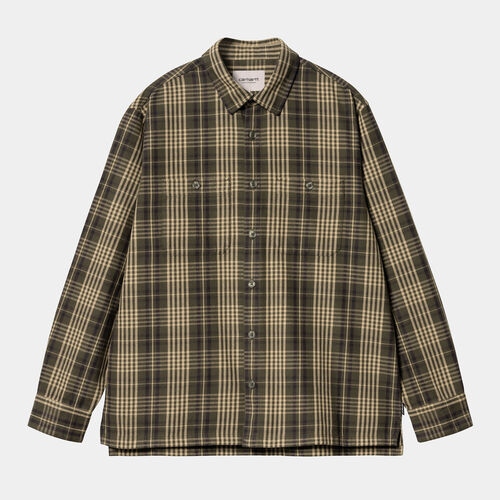 Camisa Verde Cuadros Carhartt L/S Mandlik Shirt Office Green XL
