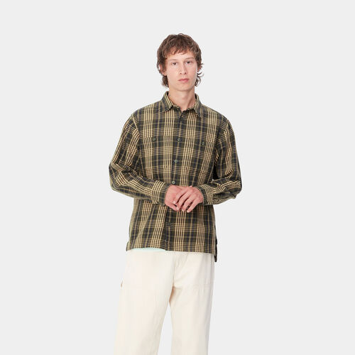Camisa Verde Cuadros Carhartt L/S Mandlik Shirt Office Green XL