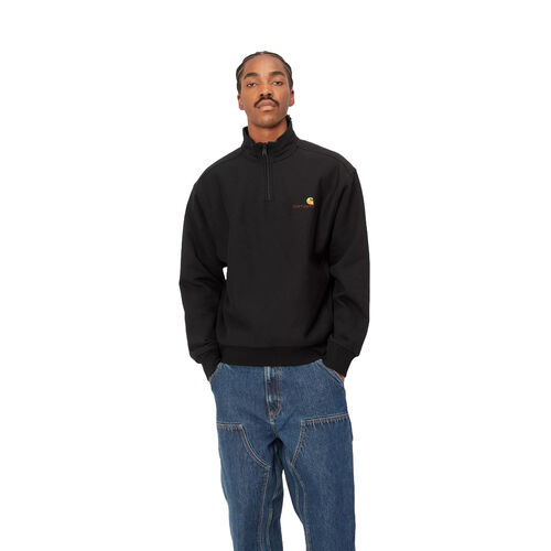 Sudadera Negro Carhartt Media Cremallera Half Zip American Script Sweatshirt Black M