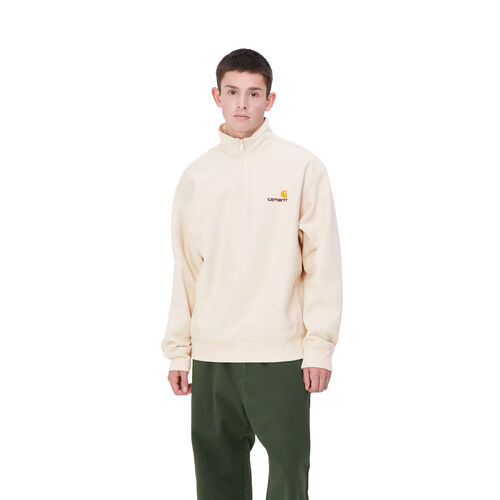 Sudadera Beige Carhartt Media Cremallera Half Zip American Script Sweatshirt Moonbeam S
