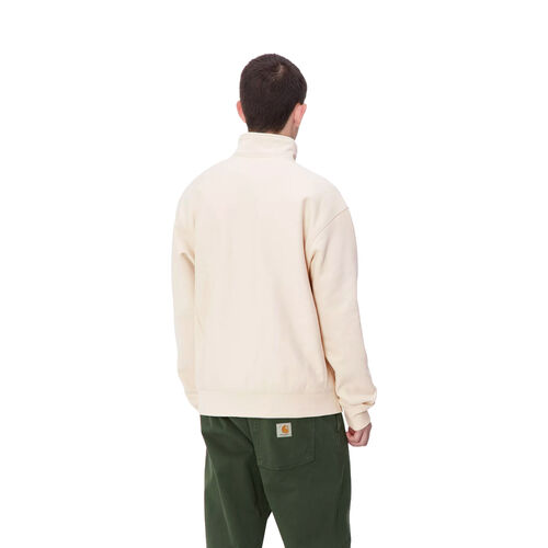 Sudadera Beige Carhartt Media Cremallera Half Zip American Script Sweatshirt Moonbeam S