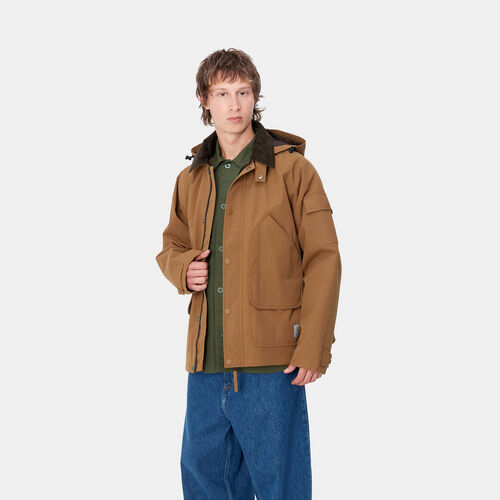 Chaqueta Marrón Con Capucha Carhartt Clarton Jacket Hamilton Brown/Tobacco S