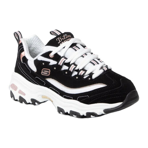 Zapatillas Negras y Rosas Skechers D''Lites Devoted Fan con Plantilla Acolchada 39