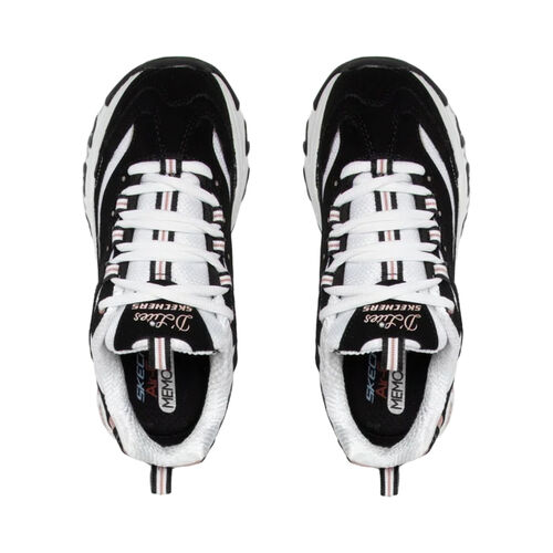 Zapatillas Negras y Rosas Skechers D''Lites Devoted Fan con Plantilla Acolchada 39