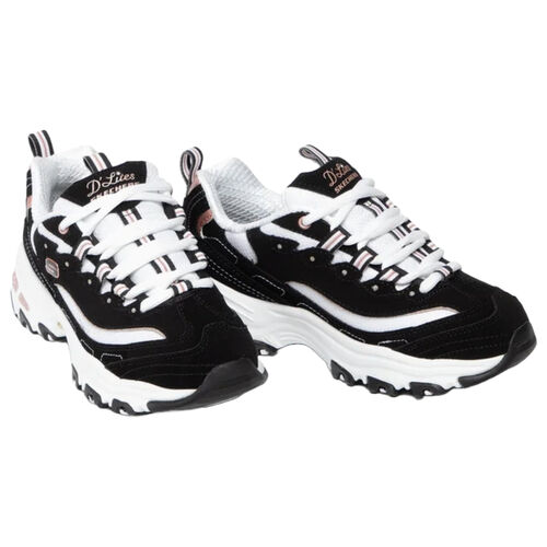 Zapatillas Negras y Rosas Skechers D''Lites Devoted Fan con Plantilla Acolchada 39