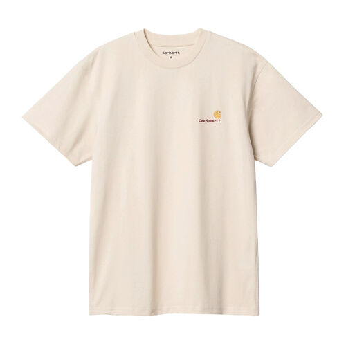 Camiseta Carhartt Beige S/S American Script T-Shirt Natural Corte Holgado L