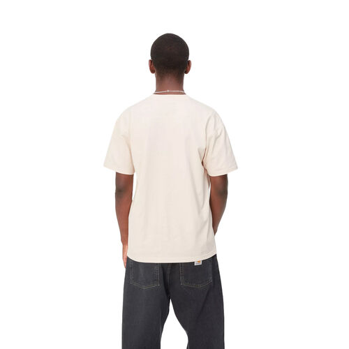 Camiseta Carhartt Beige S/S American Script T-Shirt Natural Corte Holgado L