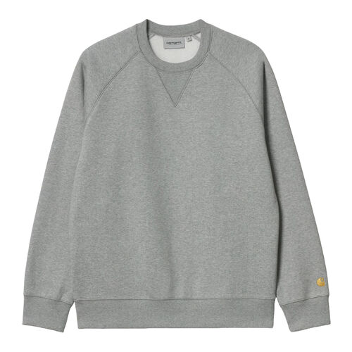 Sudadera Gris Carhartt Chase Sweatshirt Grey Heather Logo Bordado En La Manga M