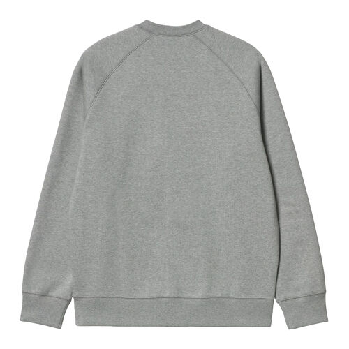Sudadera Gris Carhartt Chase Sweatshirt Grey Heather Logo Bordado En La Manga M