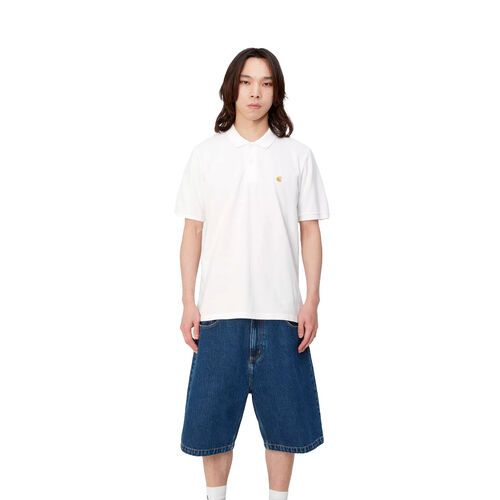 Polo Blanco Carhartt Chase Pique White de Ajuste Holgado M