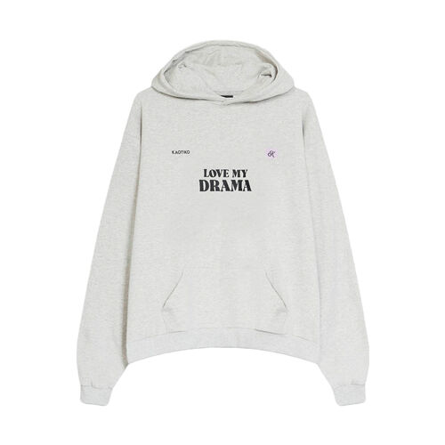 Sudadera Gris Kaotiko Love My Drama Grey con Capucha L