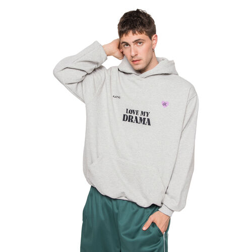 Sudadera Gris Kaotiko Love My Drama Grey con Capucha L