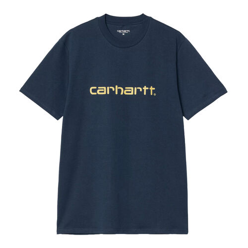 Camiseta Azul Carhartt Script T-Shirt Ink - Air Yellow L