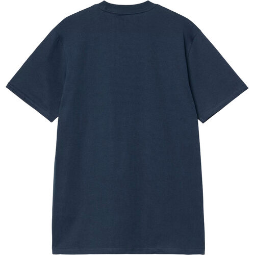 Camiseta Azul Carhartt Script T-Shirt Ink - Air Yellow L