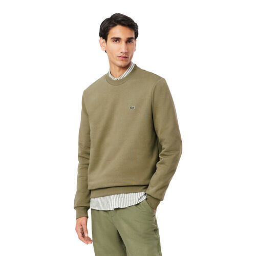 Sudadera Verde Khaki Lacoste sin Capucha Logo Pequeño Kaki L