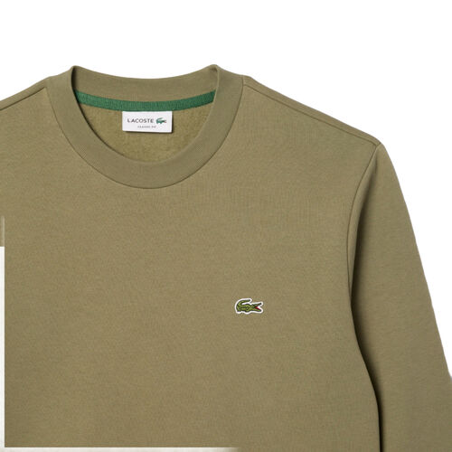 Sudadera Verde Khaki Lacoste sin Capucha Logo Pequeño Kaki L