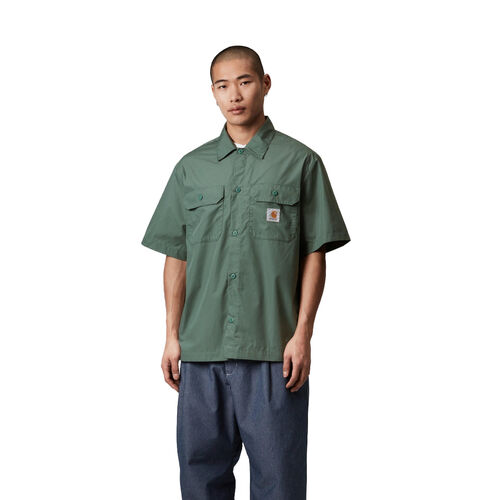 Camisa Verde Carhartt Craft Shirt Silver Pine de Corte Holgado y Cierre de Botón S