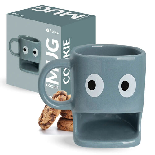 Taza Azul para Galletas Fisura con Ojos Curiosos 