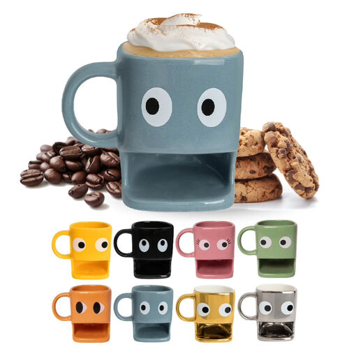 Taza Azul para Galletas Fisura con Ojos Curiosos 