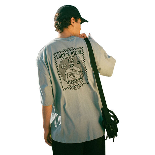 Camiseta Azul Kaotiko Lucy''s Pizza Steel  de Corte Clásico AZUL S