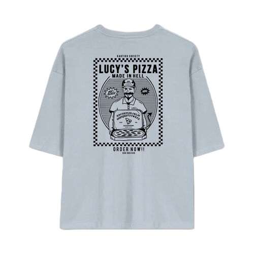 Camiseta Azul Kaotiko Lucy''s Pizza Steel  de Corte Clásico AZUL S