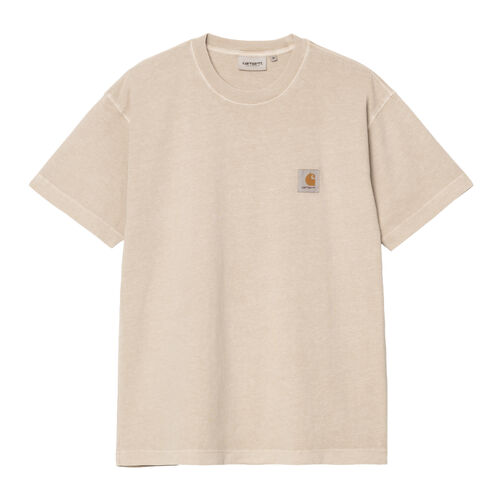 Camiseta Beige Carhartt Nelson T-Shirt Fleur de Sel Garment Dyed de Corte Holgado L