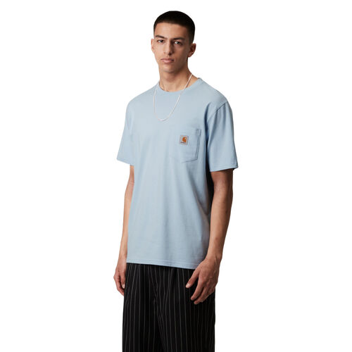 Camiseta Azul Con Bolsillo Carhartt S/S Pocket T-Shirt Air Sky Logo Clásico L