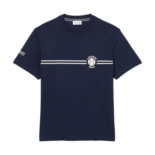 Camiseta Azul Marino Lacoste Estampada con Estampado de Tenis Clásico L