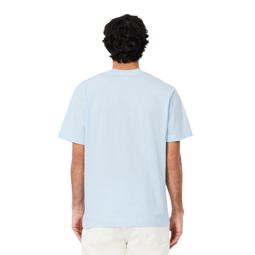 Camiseta Azul Claro Lacoste de Corte Clásico de Punto de Algodón L