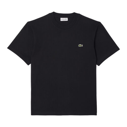 Camiseta Negra Lacoste de Corte Clásico de Punto de Algodón L