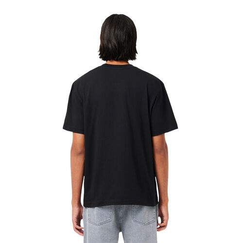 Camiseta Negra Lacoste de Corte Clásico de Punto de Algodón L