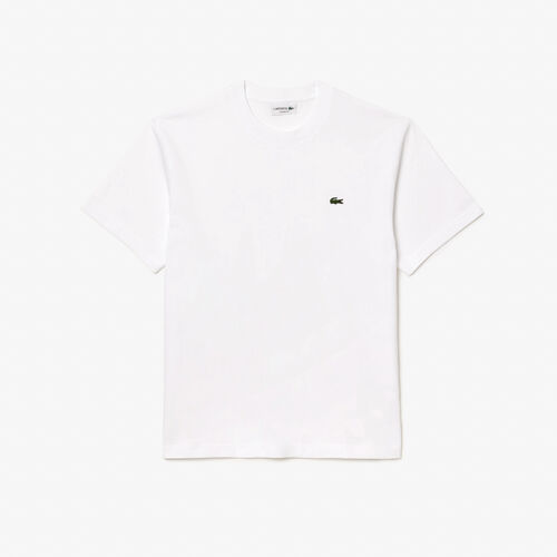 Camiseta Blanca Lacoste de Corte Clásico de Punto de Algodón XXL