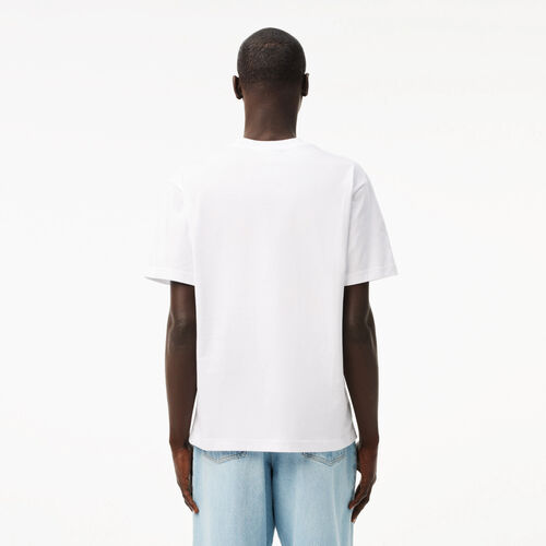 Camiseta Blanca Lacoste de Corte Clásico de Punto de Algodón XXL
