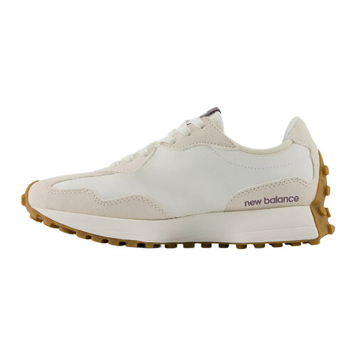 Zapatillas Blancas y Moradas New Balance 327 Linen con Sea Salt y Dark Ice Wine 37