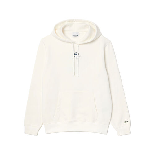 Sudadera Blanca Con Capucha Lacoste Estampada Corte Clásico Original Y Moderno L