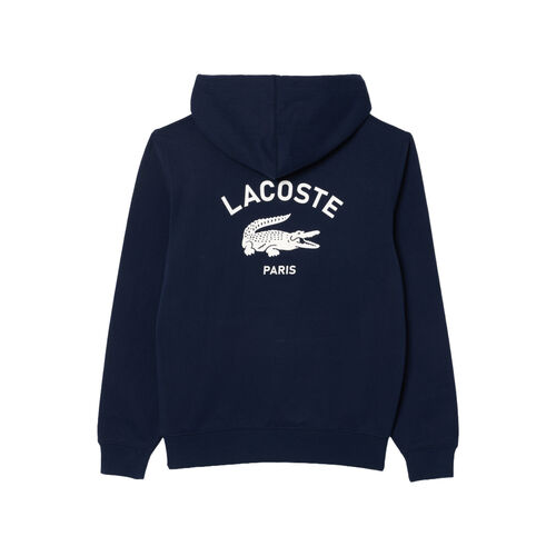 Sudadera Azul Con Capucha Lacoste Estampada Corte Clásico Original Y Moderno M