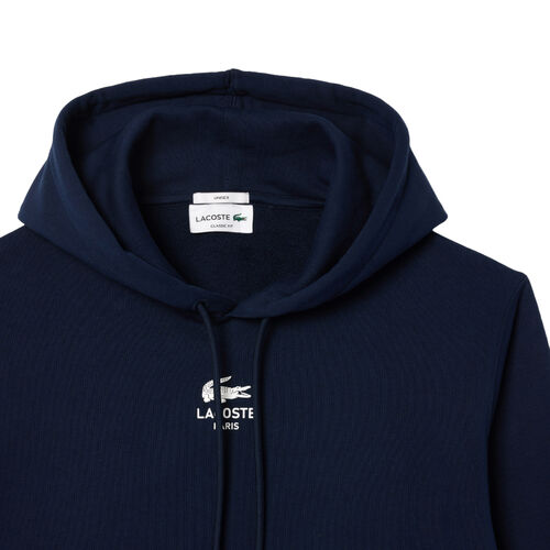 Sudadera Azul Con Capucha Lacoste Estampada Corte Clásico Original Y Moderno M