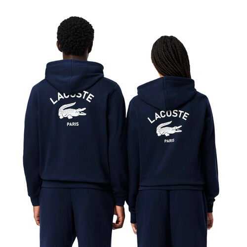 Sudadera Azul Con Capucha Lacoste Estampada Corte Clásico Original Y Moderno M