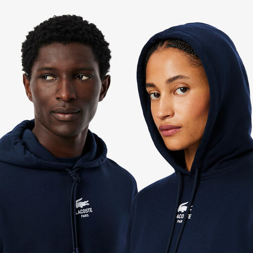 Sudadera Azul Con Capucha Lacoste Estampada Corte Clásico Original Y Moderno M