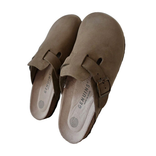 Zuecos Verdes Genuins Riva Nubuck Kaki de Piel con Hebilla Ajustable 39
