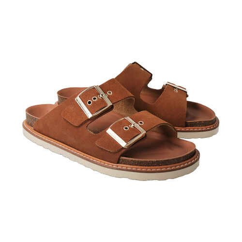 Sandalias Marrones Genuins Hawaii Velour Mandorla de Piel con Planta Anatómica 41