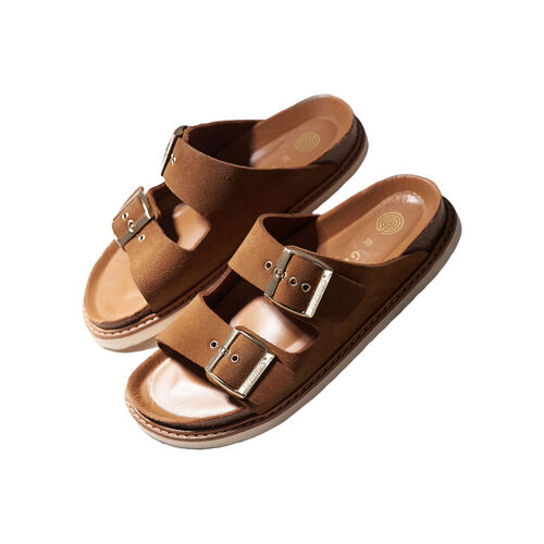 Sandalias Marrones Genuins Hawaii Velour Mandorla de Piel con Planta Anatómica 41