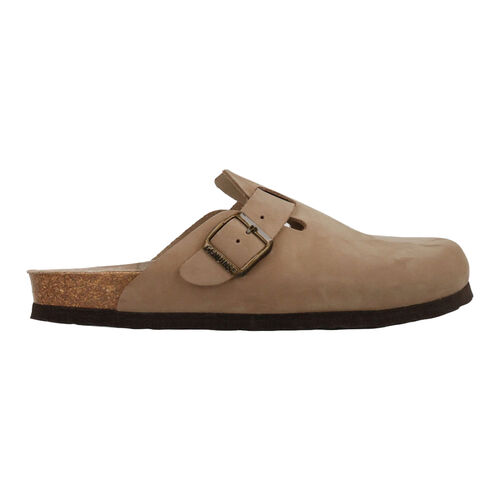 Zuecos Beige Genuins Riva Nubuck Taupe de Piel con Hebilla Ajustable 37