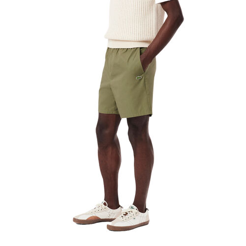 Pantalón Corto Verde Lacoste Kaki De Corte Holgado De Popelín S