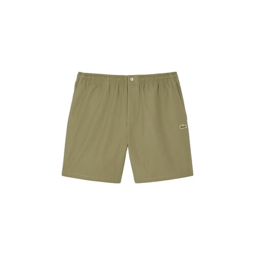 Pantalón Corto Verde Lacoste Kaki De Corte Holgado De Popelín S