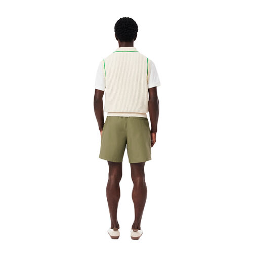 Pantalón Corto Verde Lacoste Kaki De Corte Holgado De Popelín S